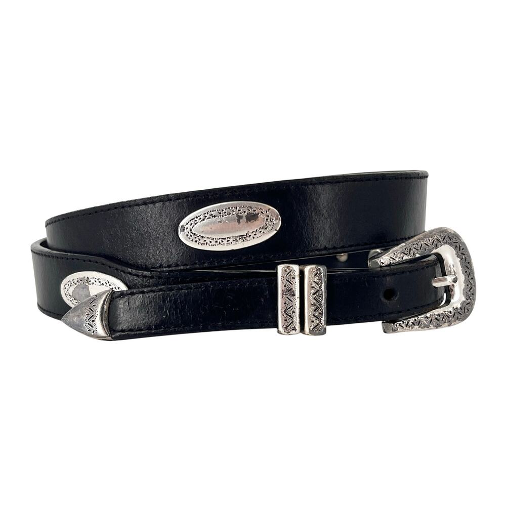 Western Concho Belt Black Leather Noccona Size 40